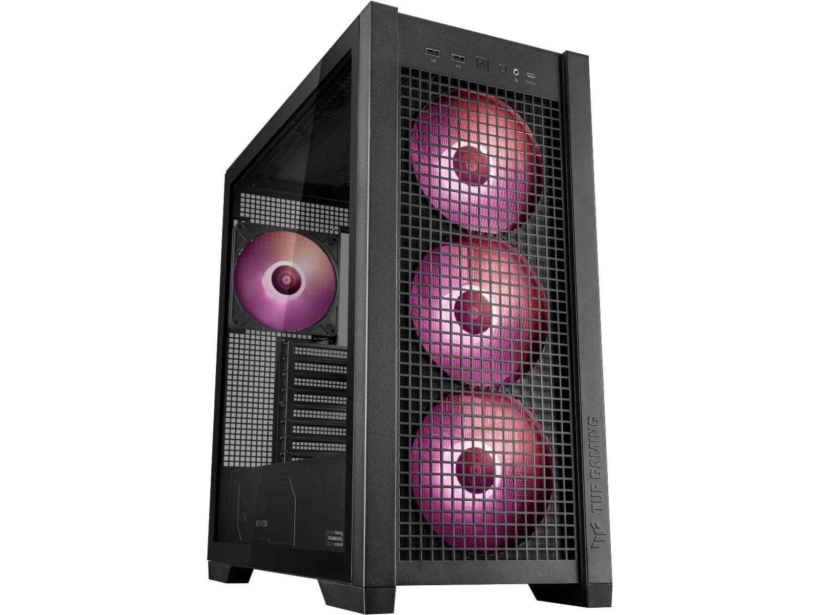 Asus TUF GAMING GT302 TG ARGB Mid Tower (sort) E-ATX, ATX, mATX , mITX, 4 x 140 ARGB PWM Vifter