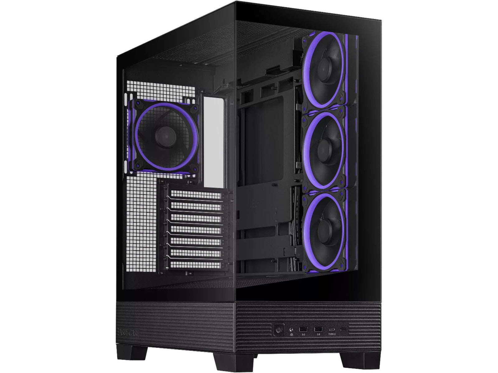 Asus A31 PLUS ARGB Mid Tower (sort) ATX/Micro-ATX/Mini-ITX, 4x 120mm ARGB Vifte, Herdet Glass