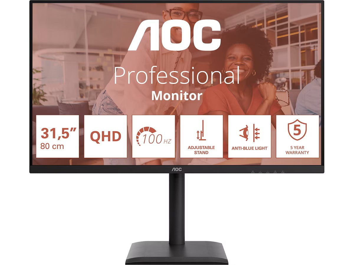 AOC 32" skjerm Q32E4U 2560x1440 IPS, 100hz, 4ms, 1000:1, 2xHDMI/DP