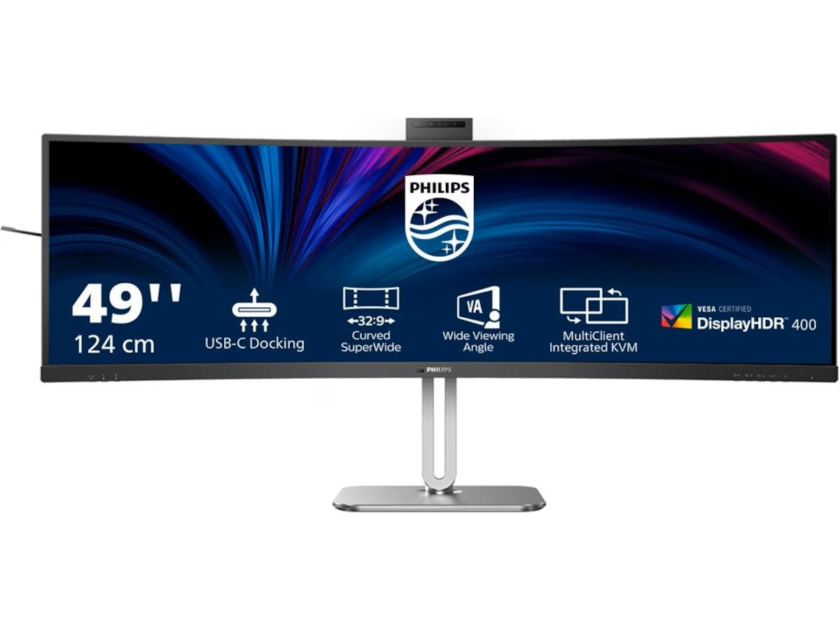 Philips 49" curved skjerm 49B2U5900CH/00 5120x1440 VA, 4ms, 75hz, 3000:1, Camera, Speakers, RJ45, 2xHDMI/DP/USB-C(100w)