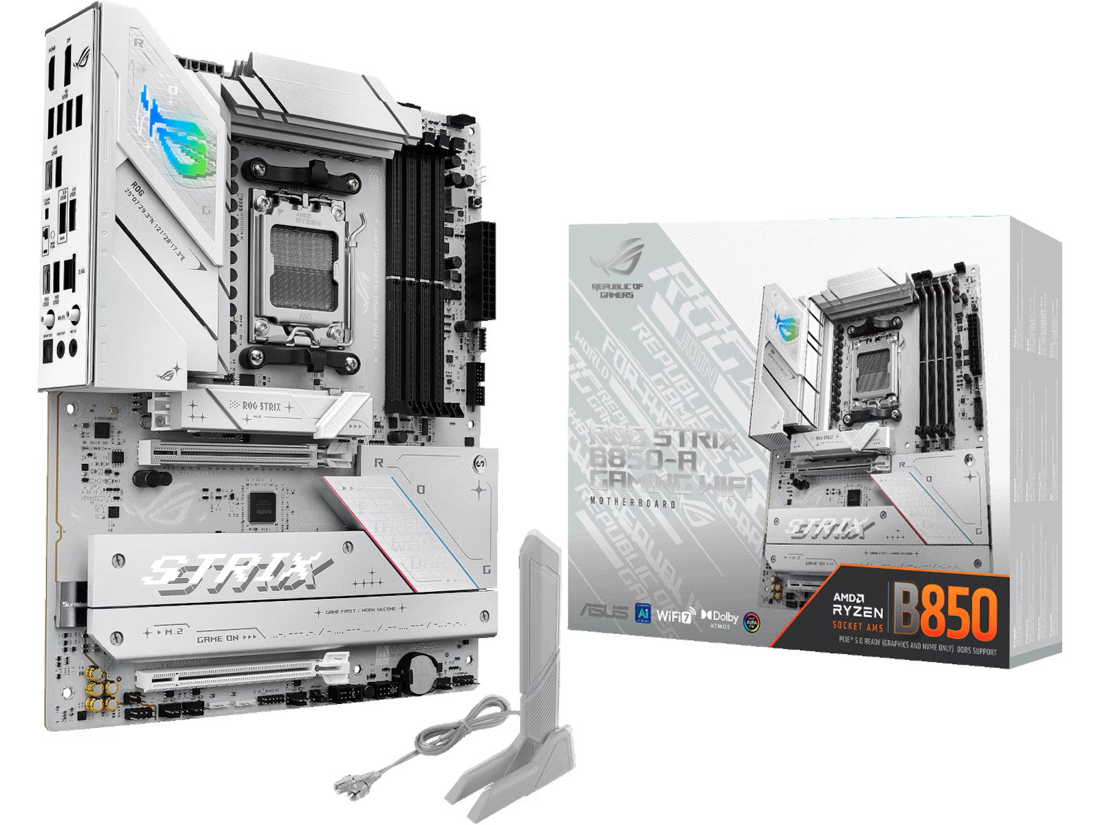 ASUS ROG STRIX B850-A GAMING WIFI Hovedkort AM5, ATX, B850, DDR5, 1x PCIe 5.0, 4x M.2