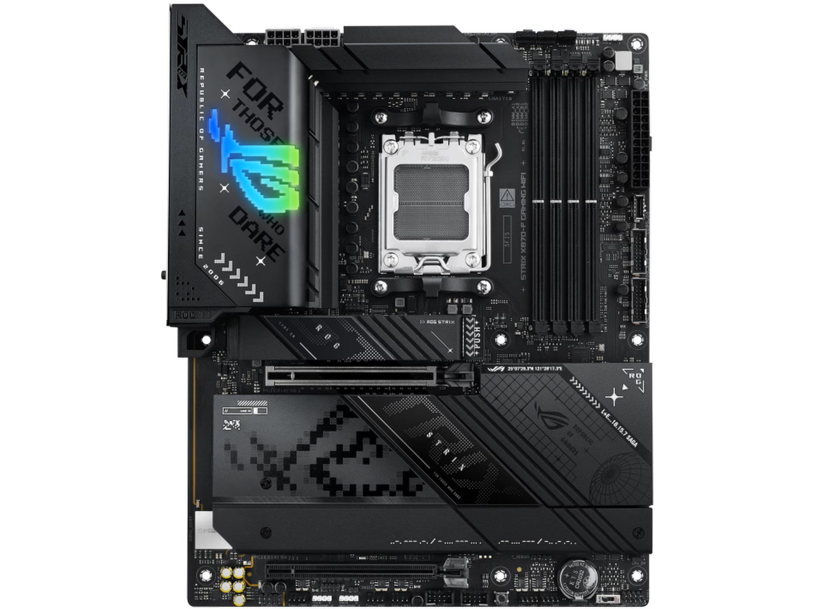 ASUS ROG Strix X870-F GAMING WIFI Hovedkort Socket-AM5, ATX, DDR5, 2xUSB4, 1xPCie 5.0,Wi-Fi7, 2,5G LAN
