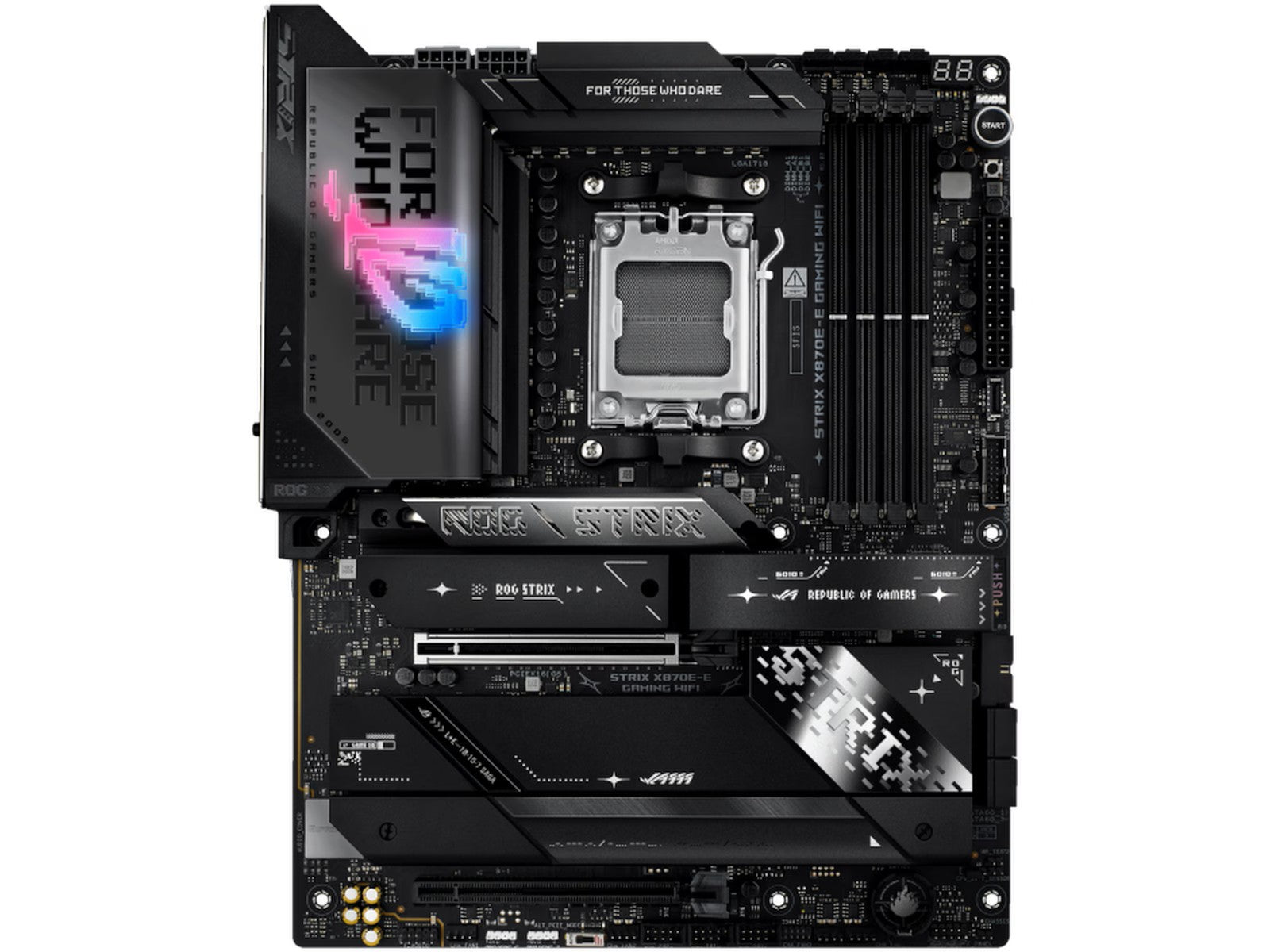 ASUS ROG Strix X870E-E GAMING WIFI Hovedkort Socket-AM5, ATX, DDR5, 2xUSB4, 1xPCie 5.0,Wi-Fi7, 5G LAN