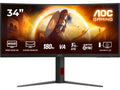 AOC 34" curved gamingskjerm CU34G4 3440x1440 VA, 180hz, 0.5ms, 3000:1, HDR10, 2xHDMI/DP