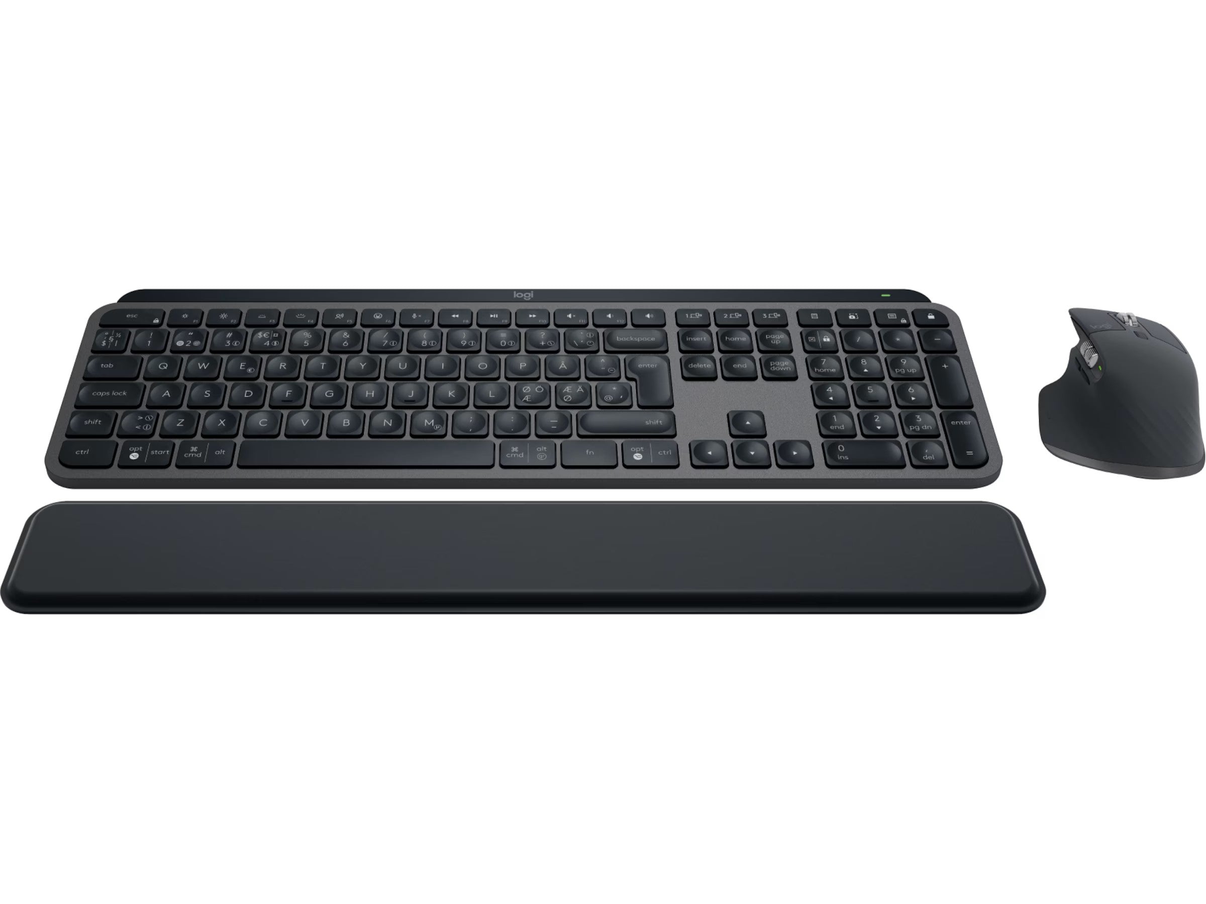 Logitech MX Keys S bundle (graphite) Inkl. MX Master 3S mus, og MX Keys S tastatur med håndledstøtte