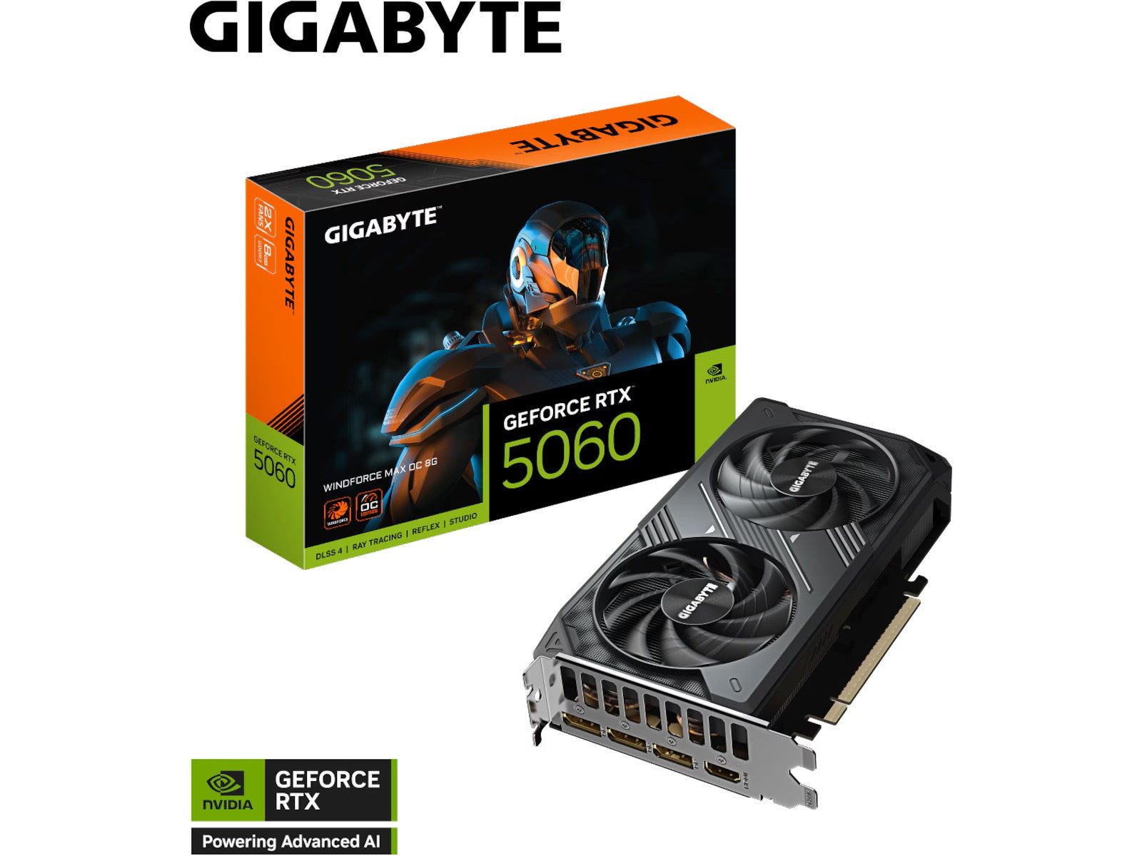 Gigabyte GeForce RTX 5060 Winforce Max OC Skjermkort, PCI Express 5.0, 8GB GDDR7