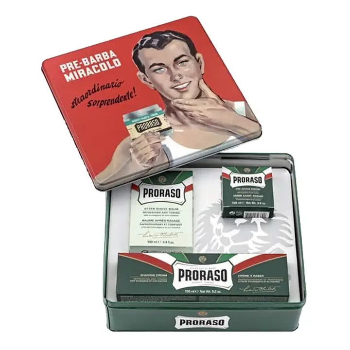 Proraso barberingsgavesett Gino (pre-shave cream, barberkrem, aftershave balsam)