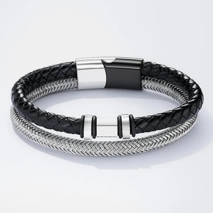 Bestselger  Armbånd i lær og rustfritt stål